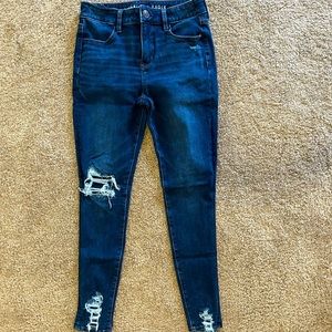 American Eagle Outfitters Dark Distressed High-rise Skinny Jeans